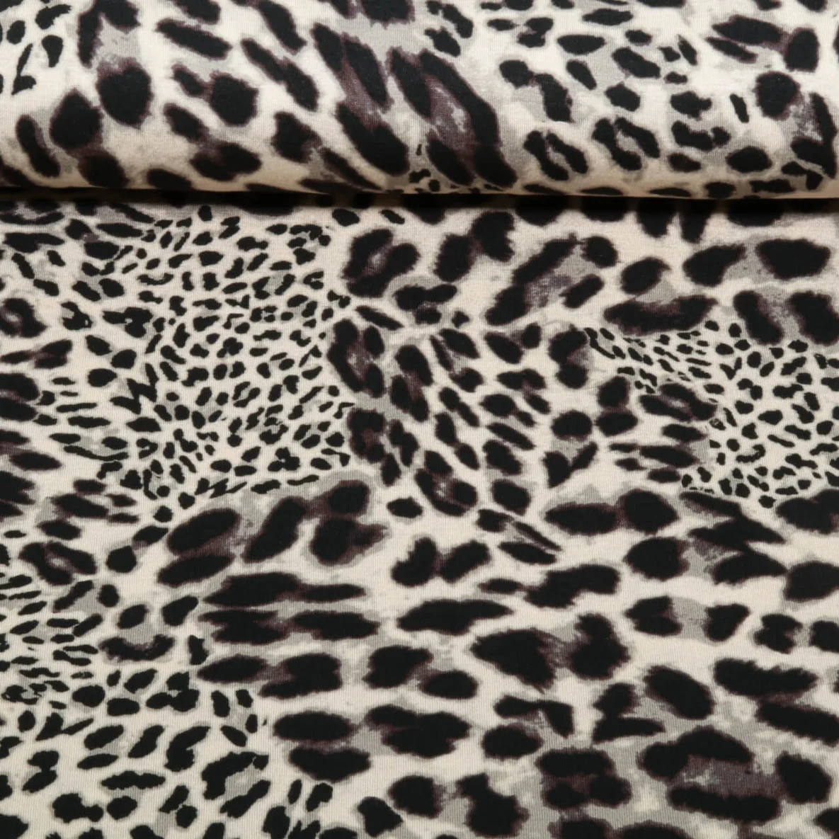 Viskosejersey  Digitaldruck Leo Beige Schwarz