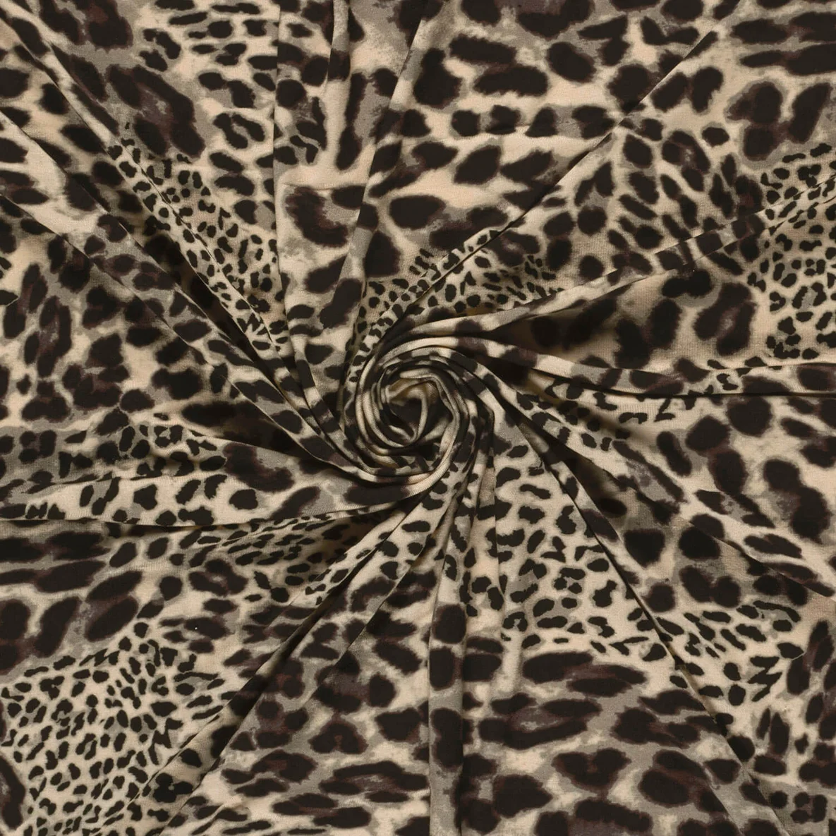 Viskosejersey  Digitaldruck Leo Beige Schwarz