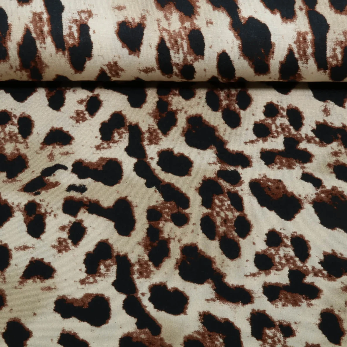 Viskosejersey  Digitaldruck Leomuster Groß Beige