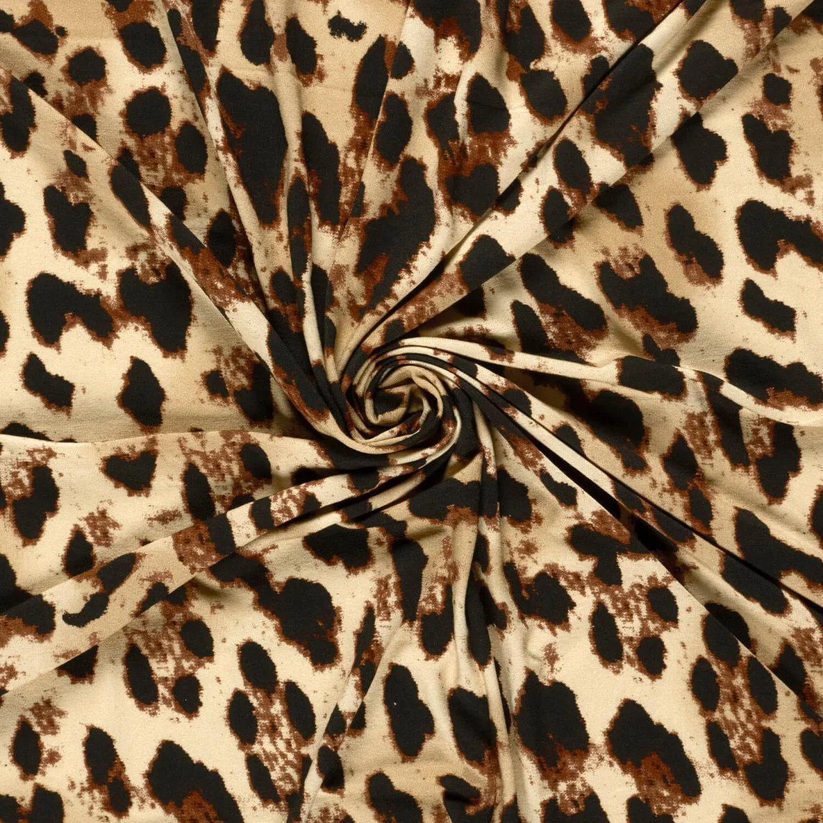Viskosejersey  Digitaldruck Leomuster Groß Beige