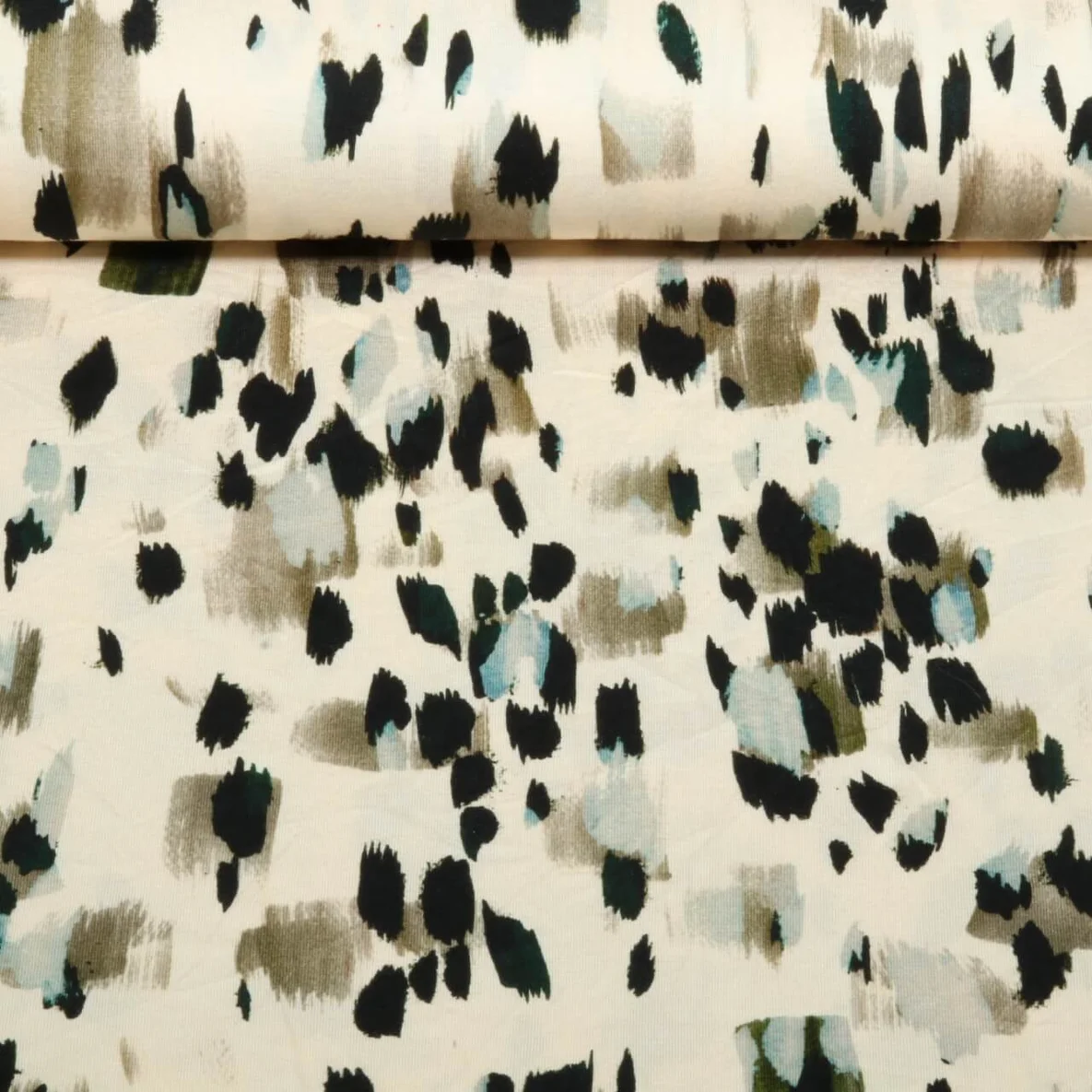 Viskosejersey Digitaldruck Pinselstriche Beige