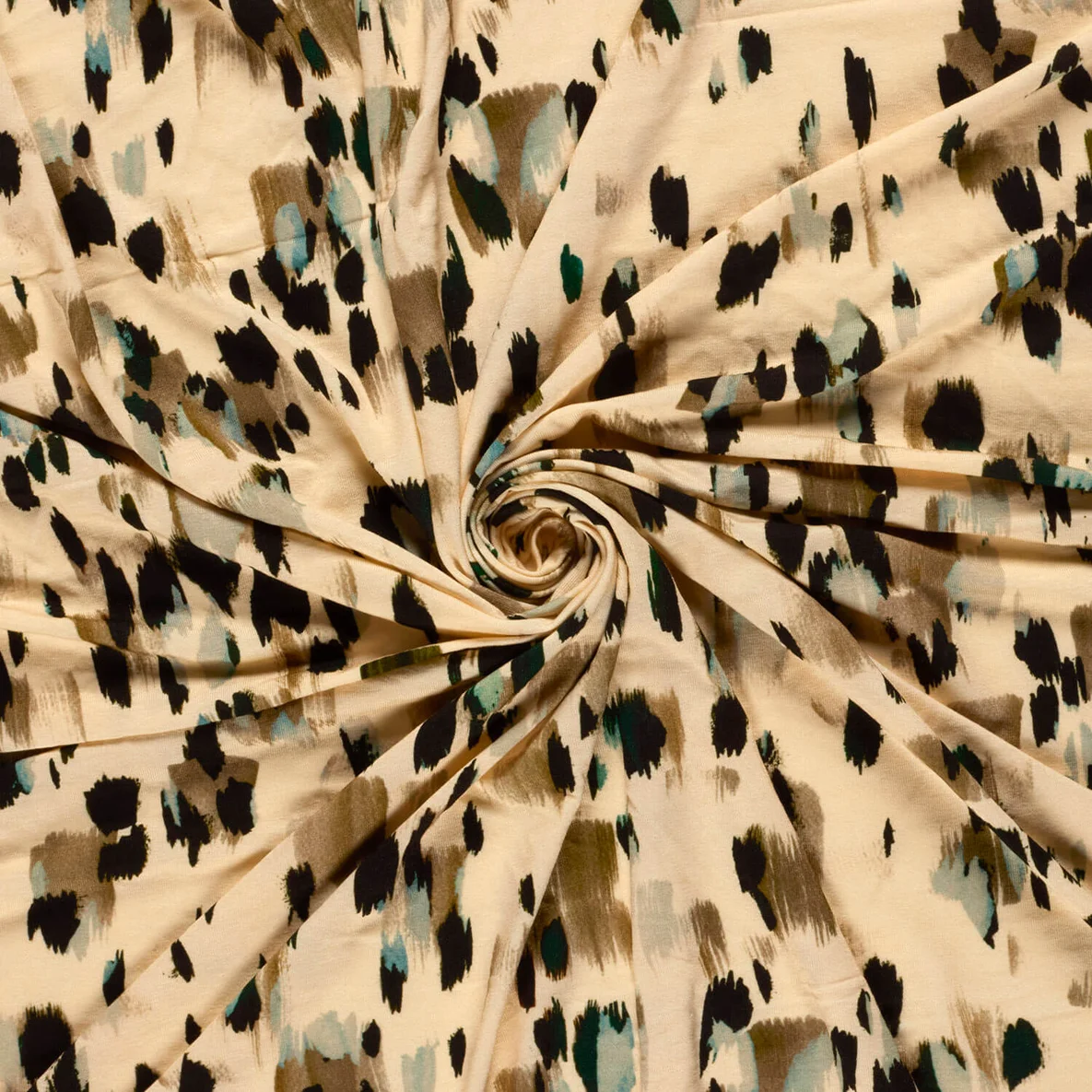 Viskosejersey Digitaldruck Pinselstriche Beige