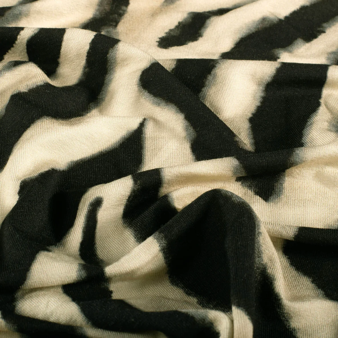 Viskosejersey Digitaldruck Zebra Sand Schwarz