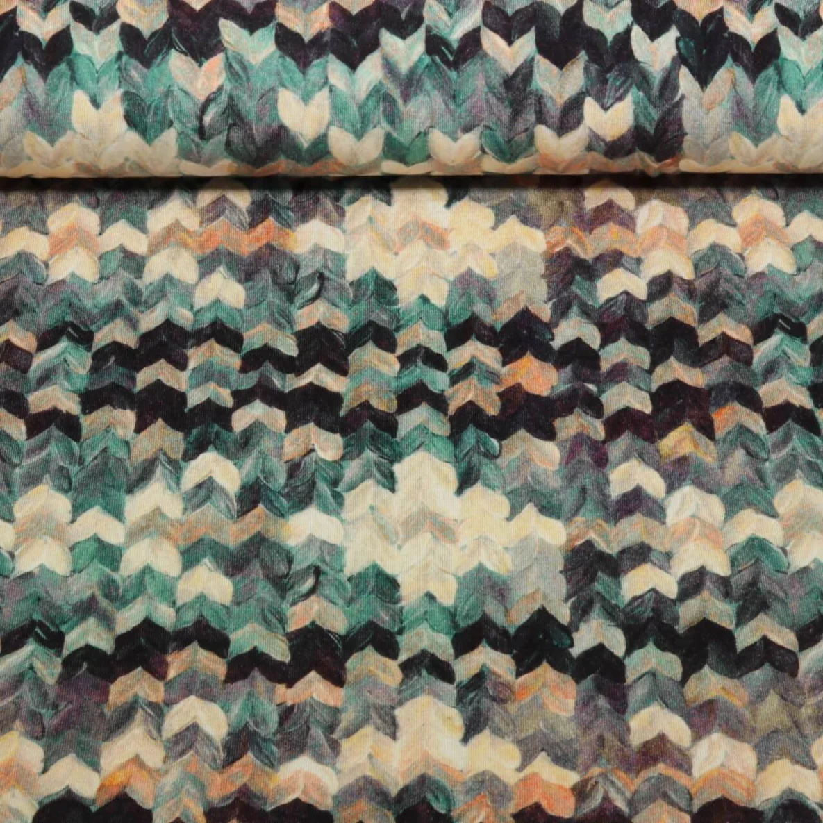 Viskosejersey Geometric Grün