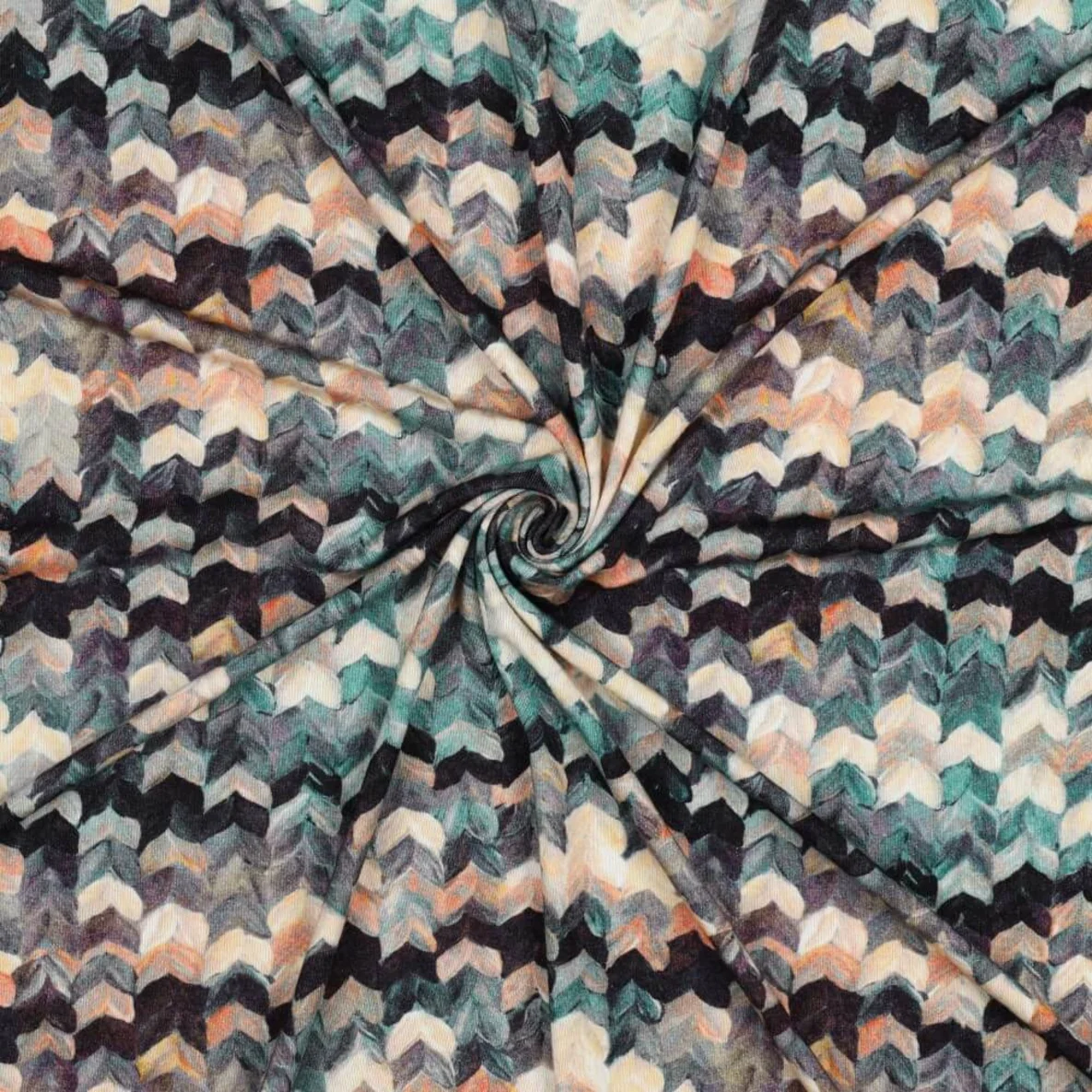 Viskosejersey Geometric Grün