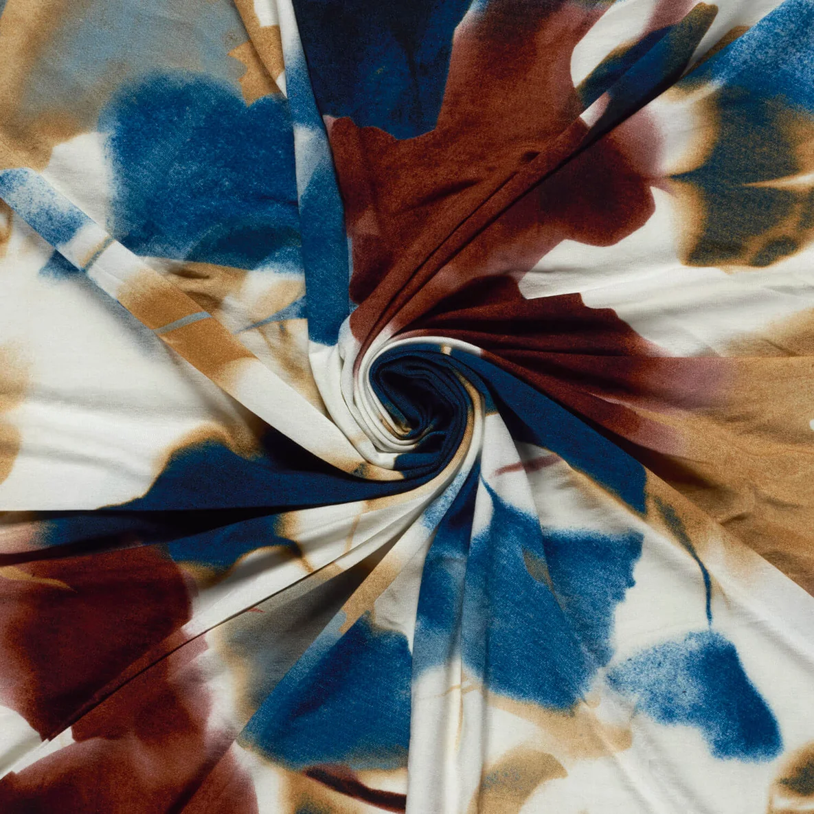 Viskosejersey Ginkgoblätter Blau