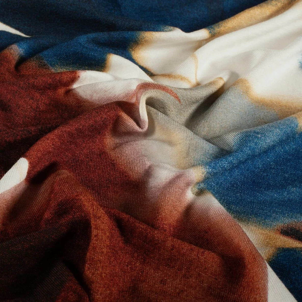 Viskosejersey Ginkgoblätter Blau