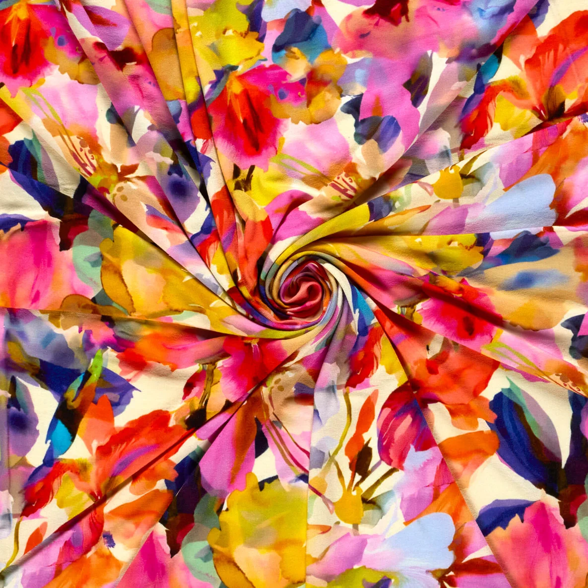 Viskosejersey Große Blüten Multicolor