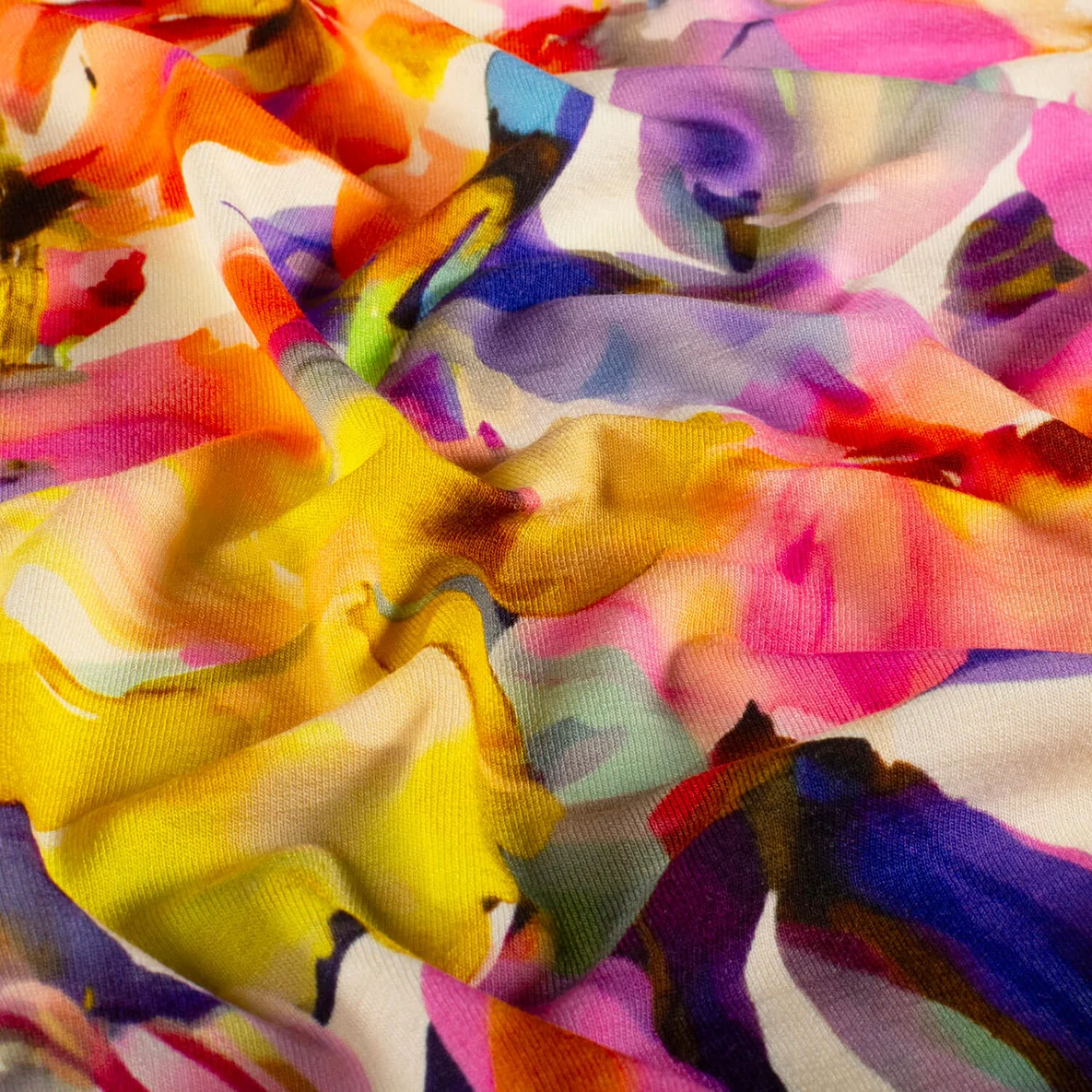 Viskosejersey Große Blüten Multicolor