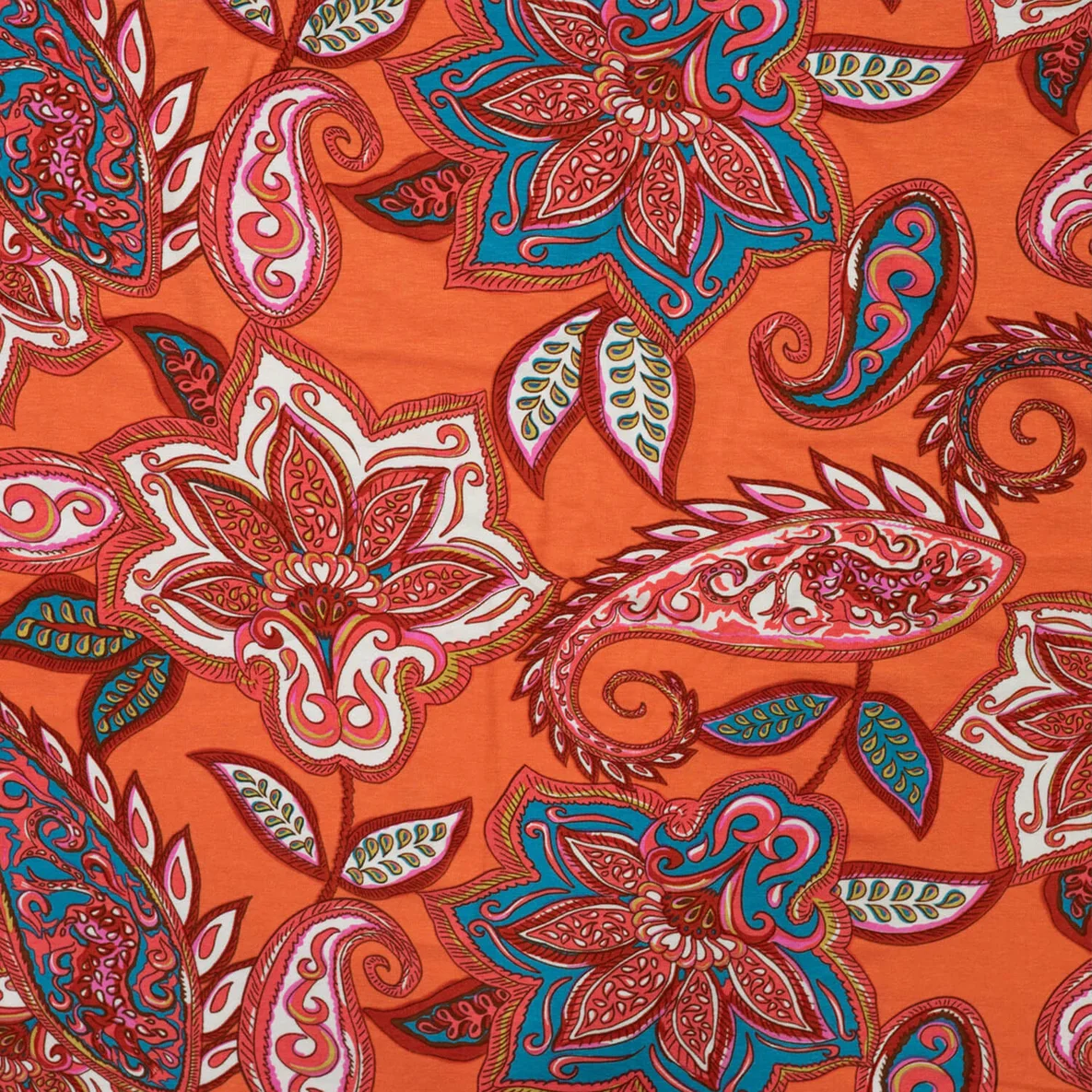 Viskosejersey  Paisley Orange
