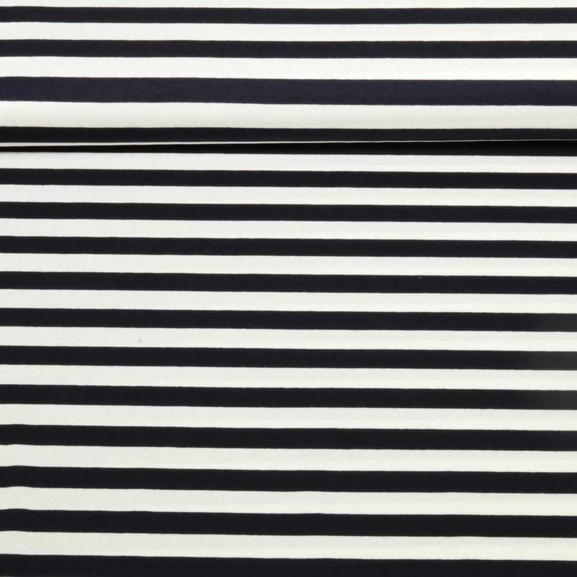 Viskosejersey Streifen 10 mm Weiß Navy