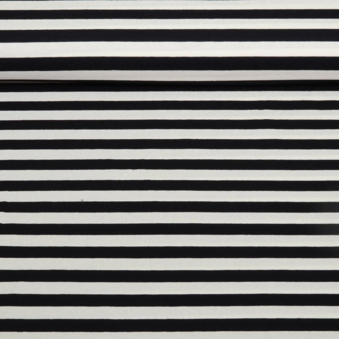 Viskosejersey Streifen 10 mm Weiß Schwarz