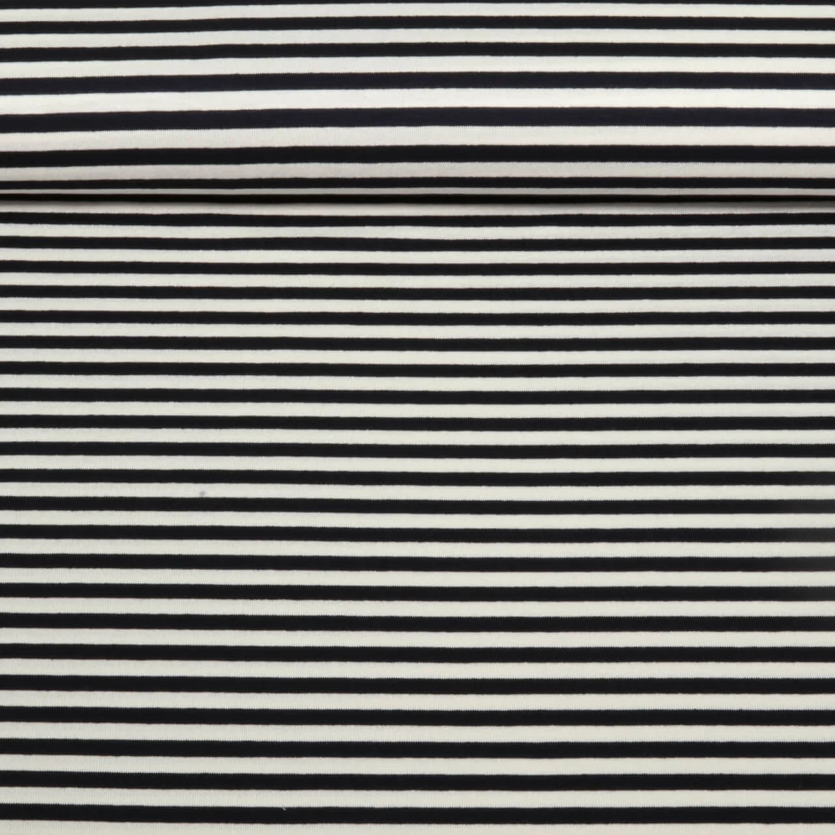 Viskosejersey Streifen 5 mm Weiß Navy