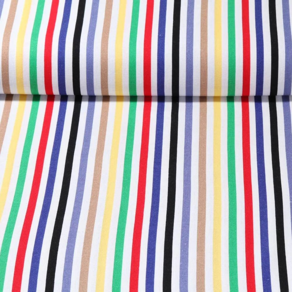 Viskoseleinen Bunte Streifen Weiß Multicolor