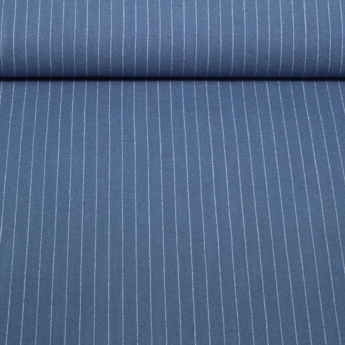 Viskoseleinen Slub Streifen Jeansblau