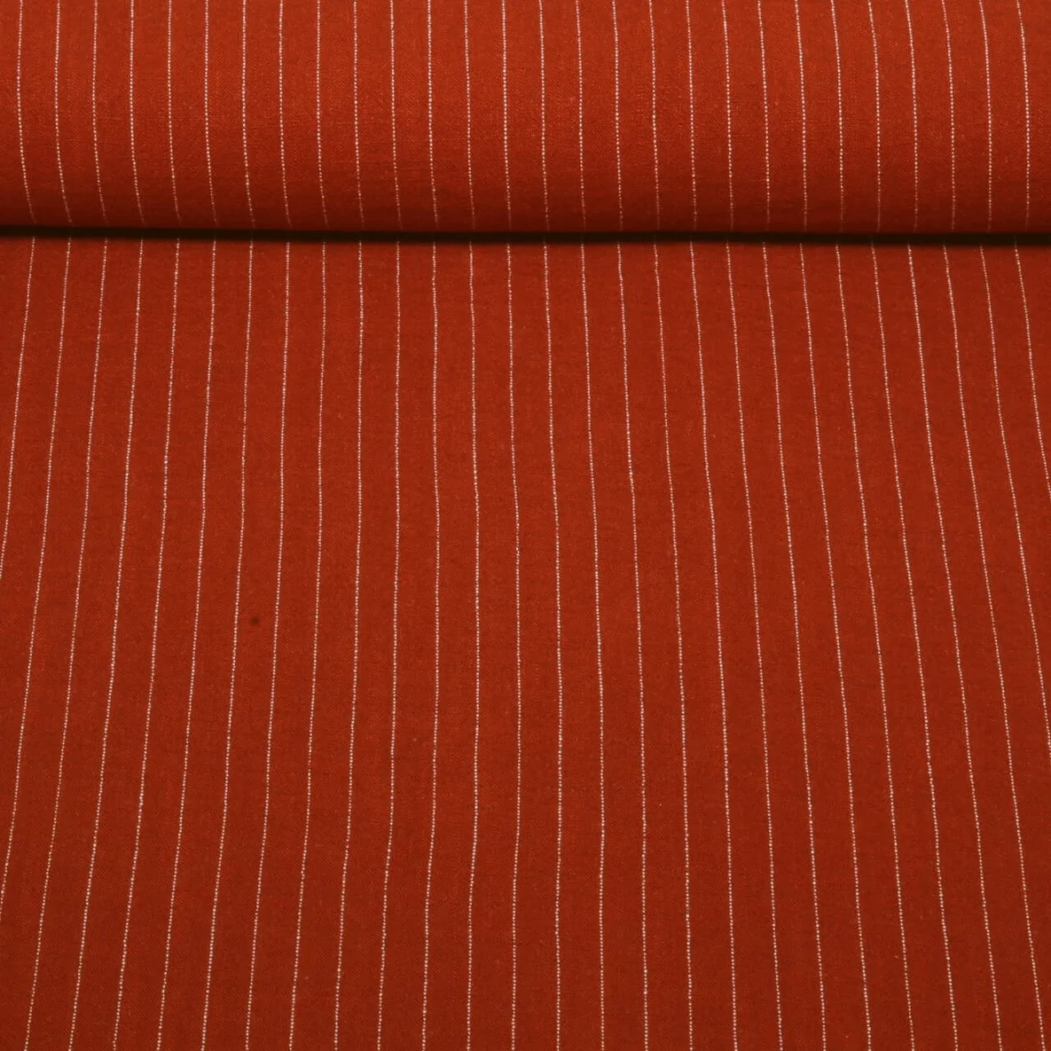 Viskoseleinen Slub Streifen Ziegelrot