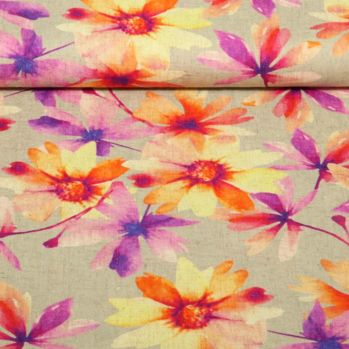 Viskoseleinen Sommerblumen Taupe