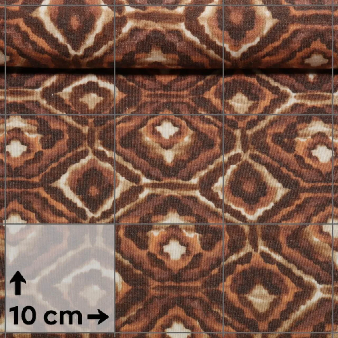 Viskosestrickjersey Ethno Ornamente Braun