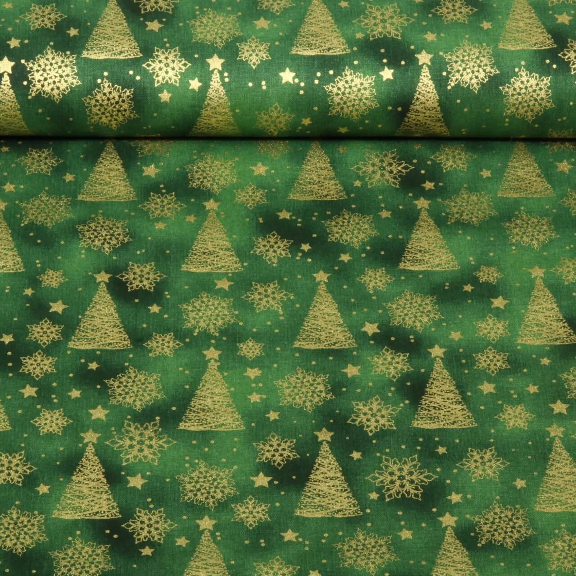 Weihnachtscretonne Weihnachtsbäume Grün