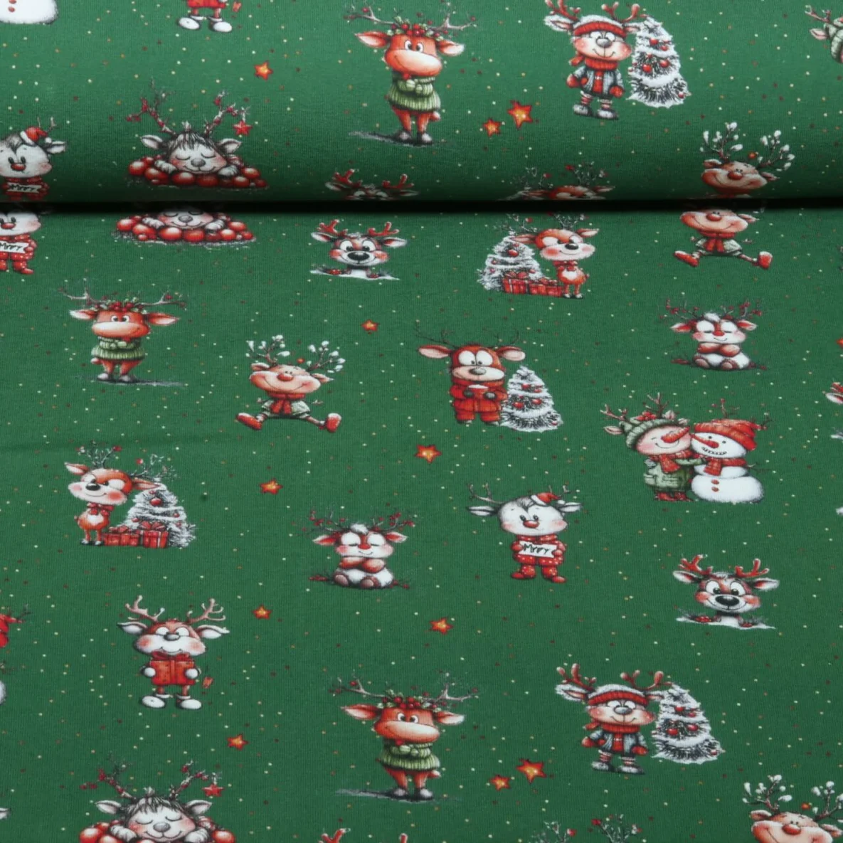 Weihnachtsjersey Fröhliche Rentiere Grün