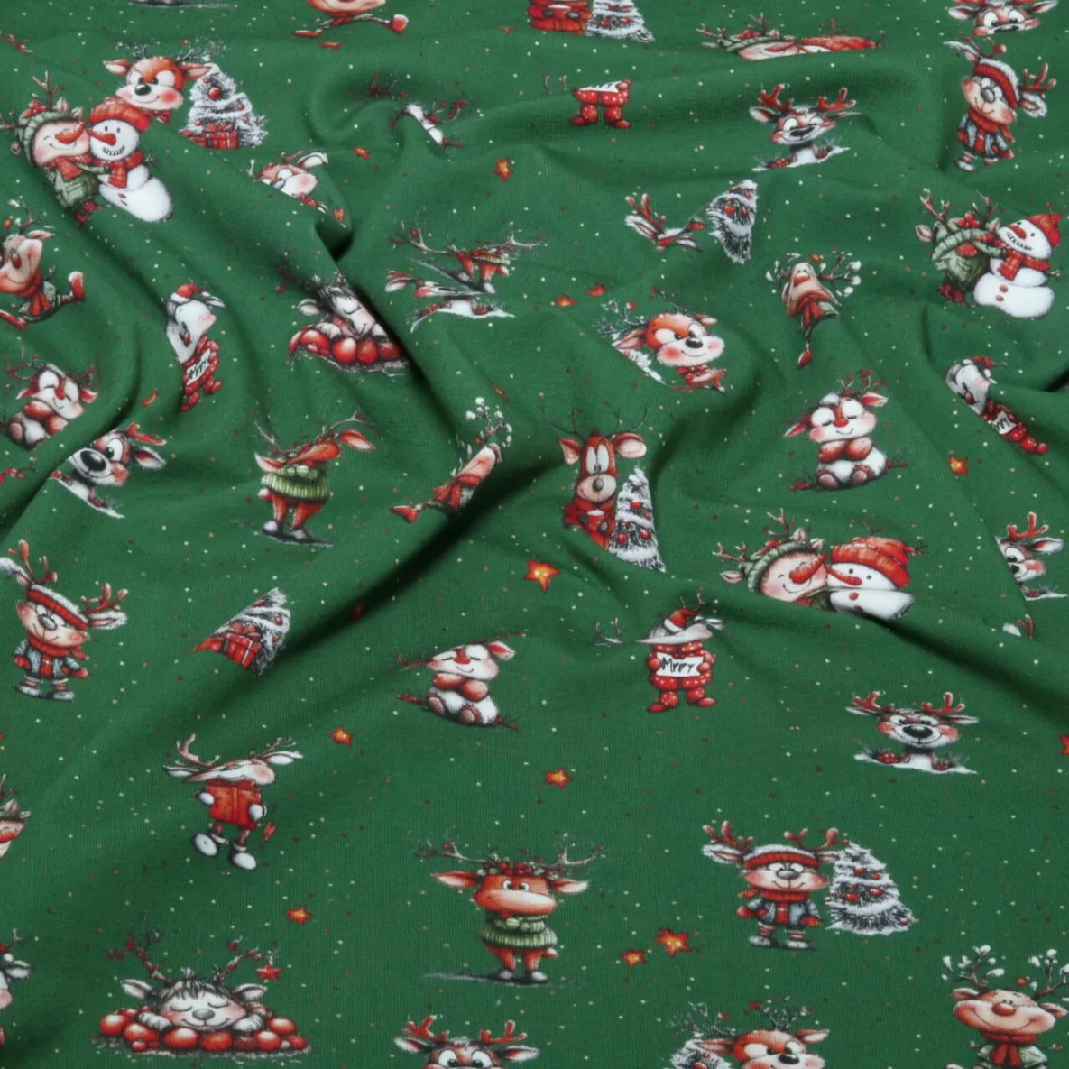 Weihnachtsjersey Fröhliche Rentiere Grün
