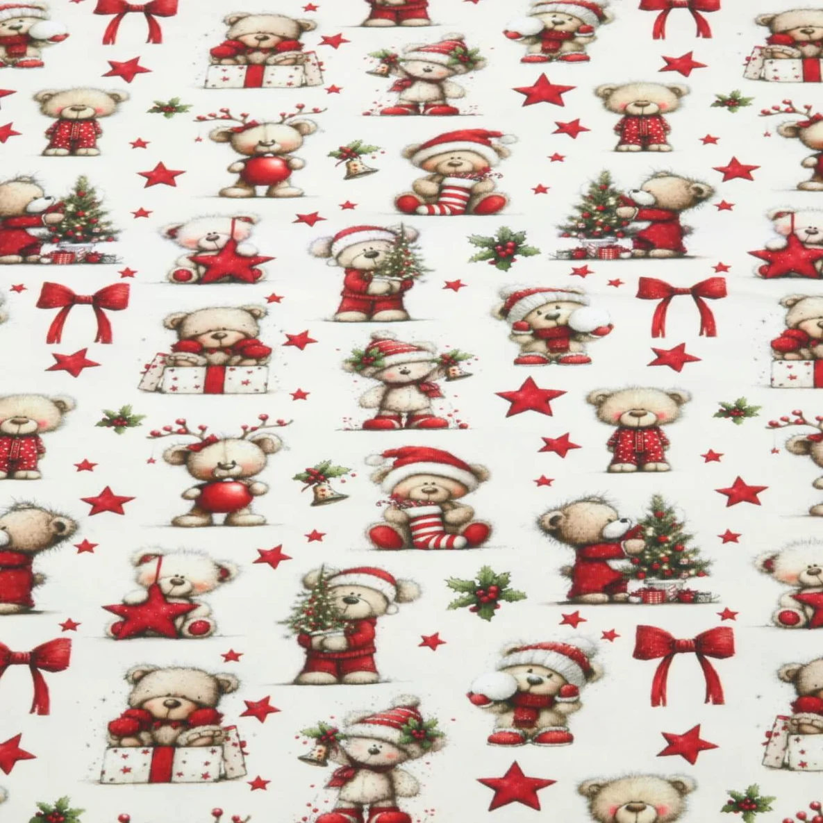 Weihnachtsjersey  Weihnachtsbären Ecru