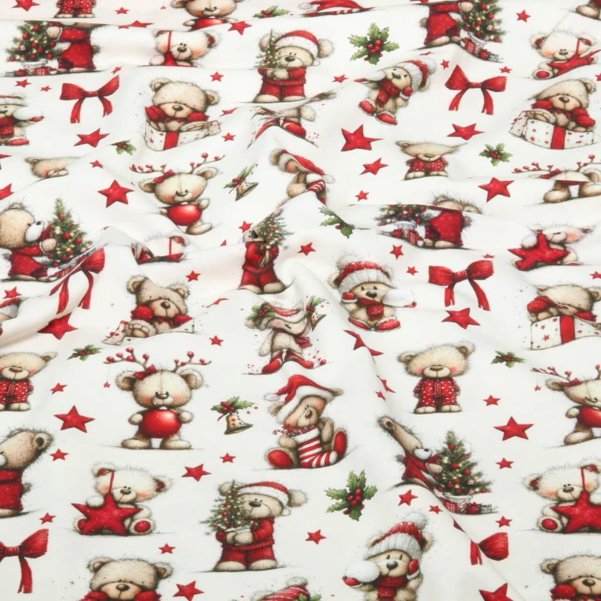Weihnachtsjersey  Weihnachtsbären Ecru