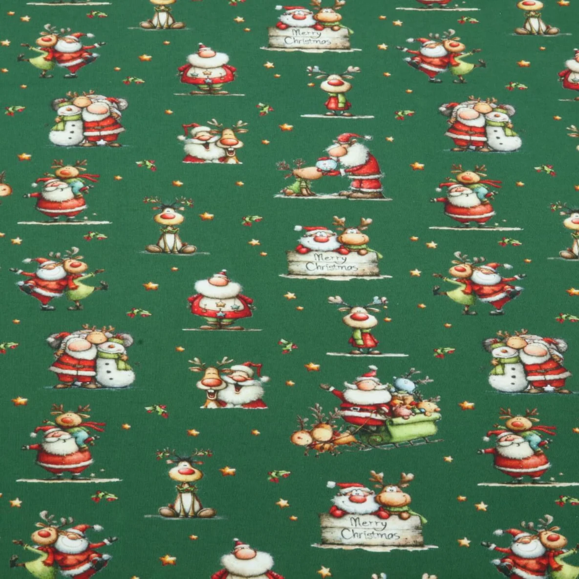 Weihnachtsjersey Weihnachtsmann Rentier Grün
