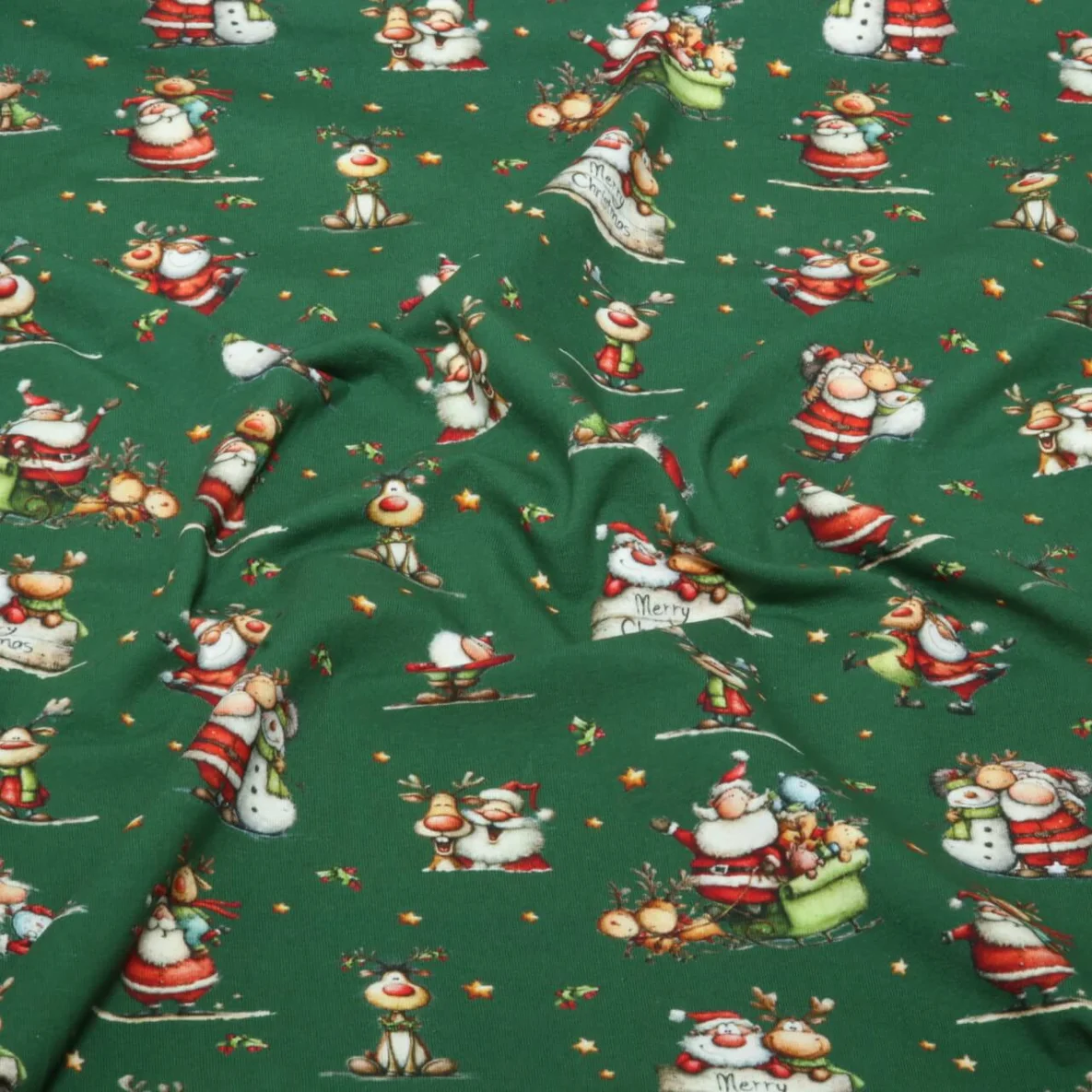 Weihnachtsjersey Weihnachtsmann Rentier Grün