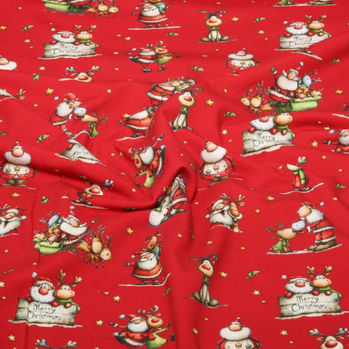 Weihnachtsjersey Weihnachtsmann Rentier Rot
