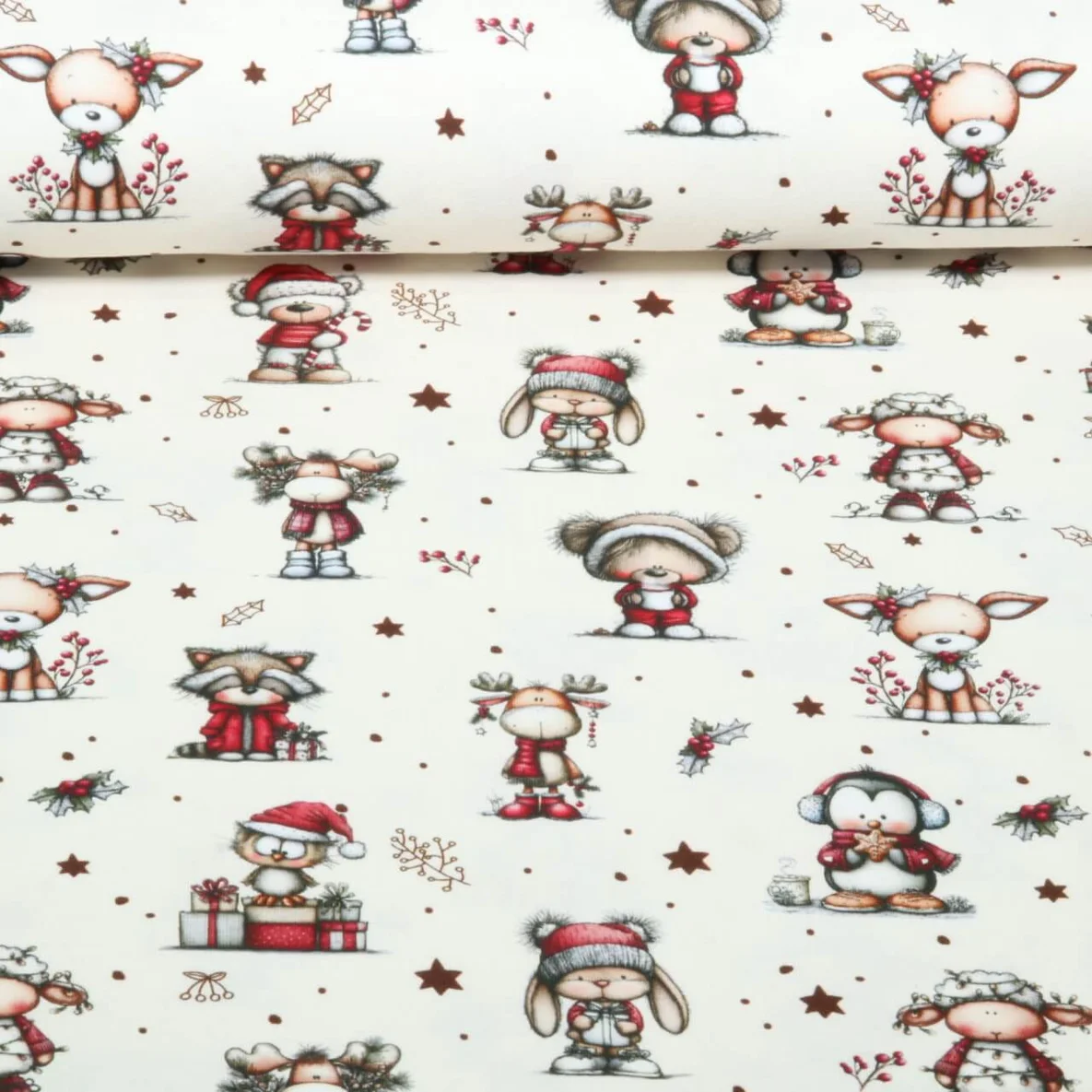 Weihnachtsjersey Weihnachtstiere Ecru