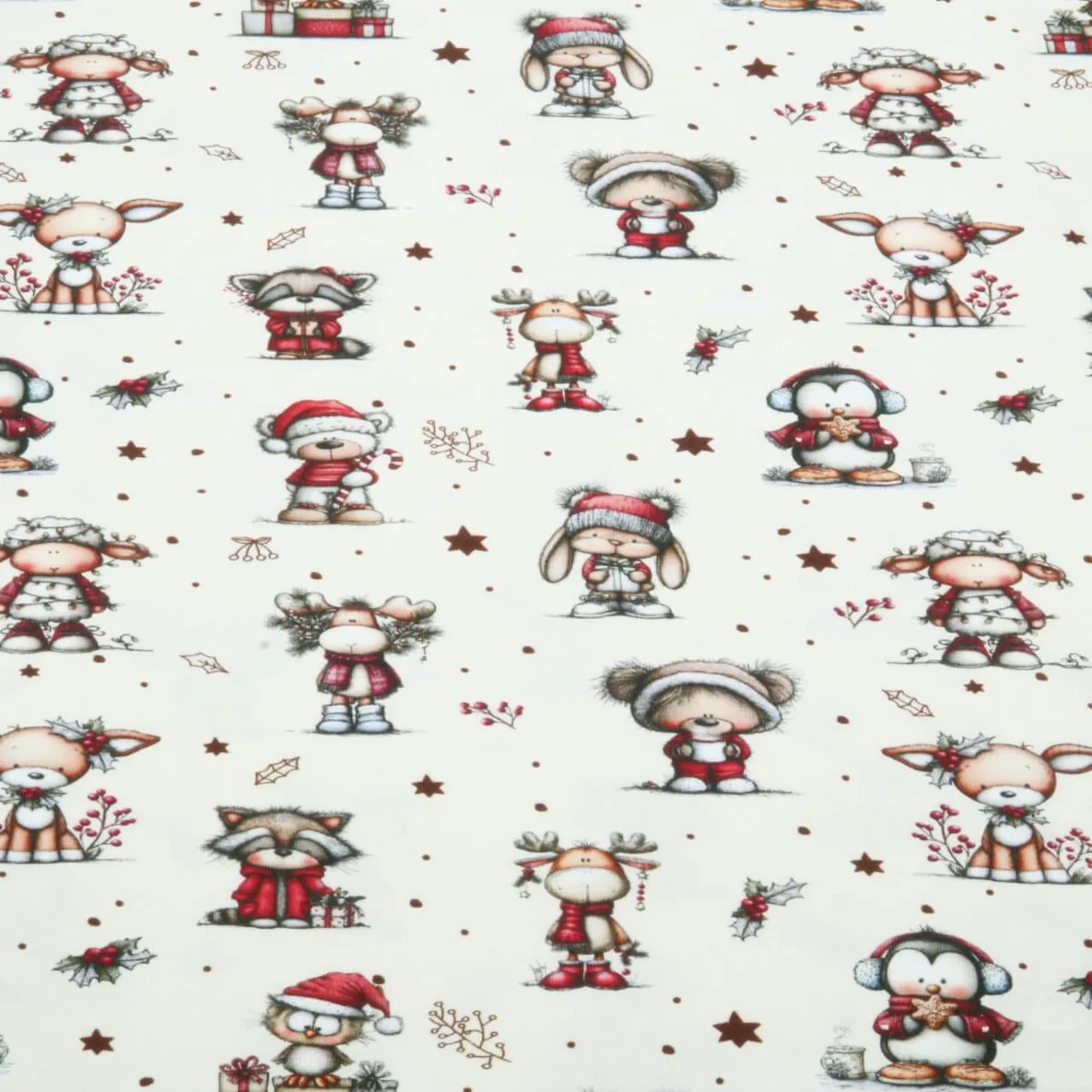 Weihnachtsjersey Weihnachtstiere Ecru