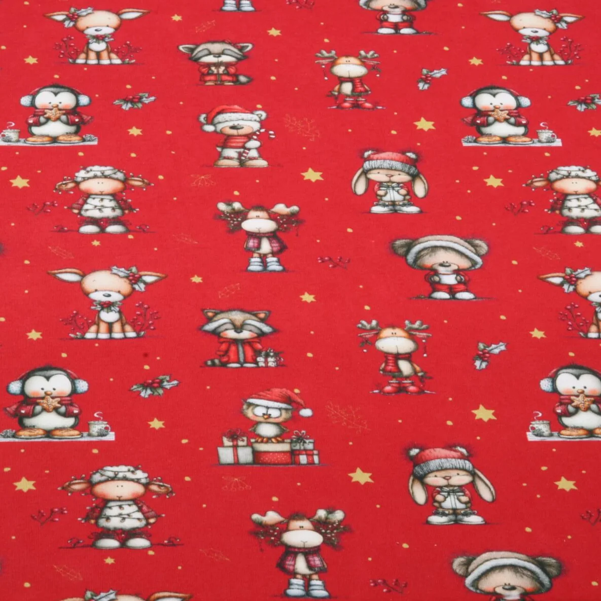 Weihnachtsjersey Weihnachtstiere Rot