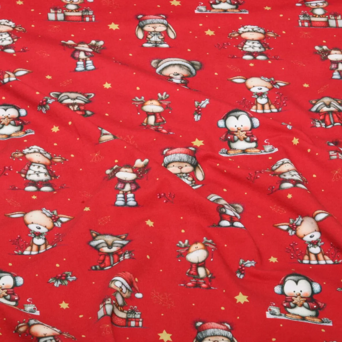 Weihnachtsjersey Weihnachtstiere Rot