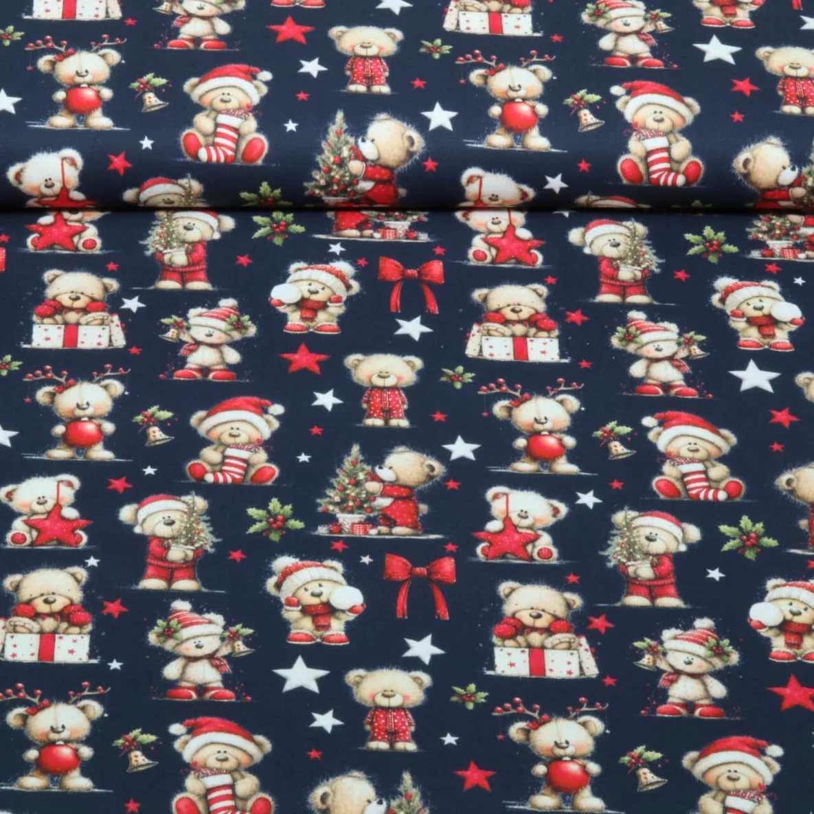 Weihnachtspopeline Bärchen Navy