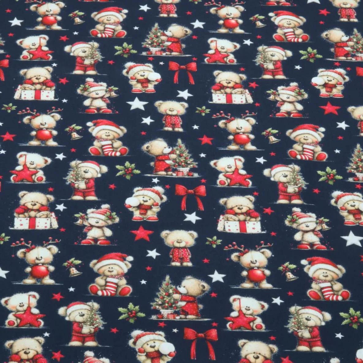 Weihnachtspopeline Bärchen Navy