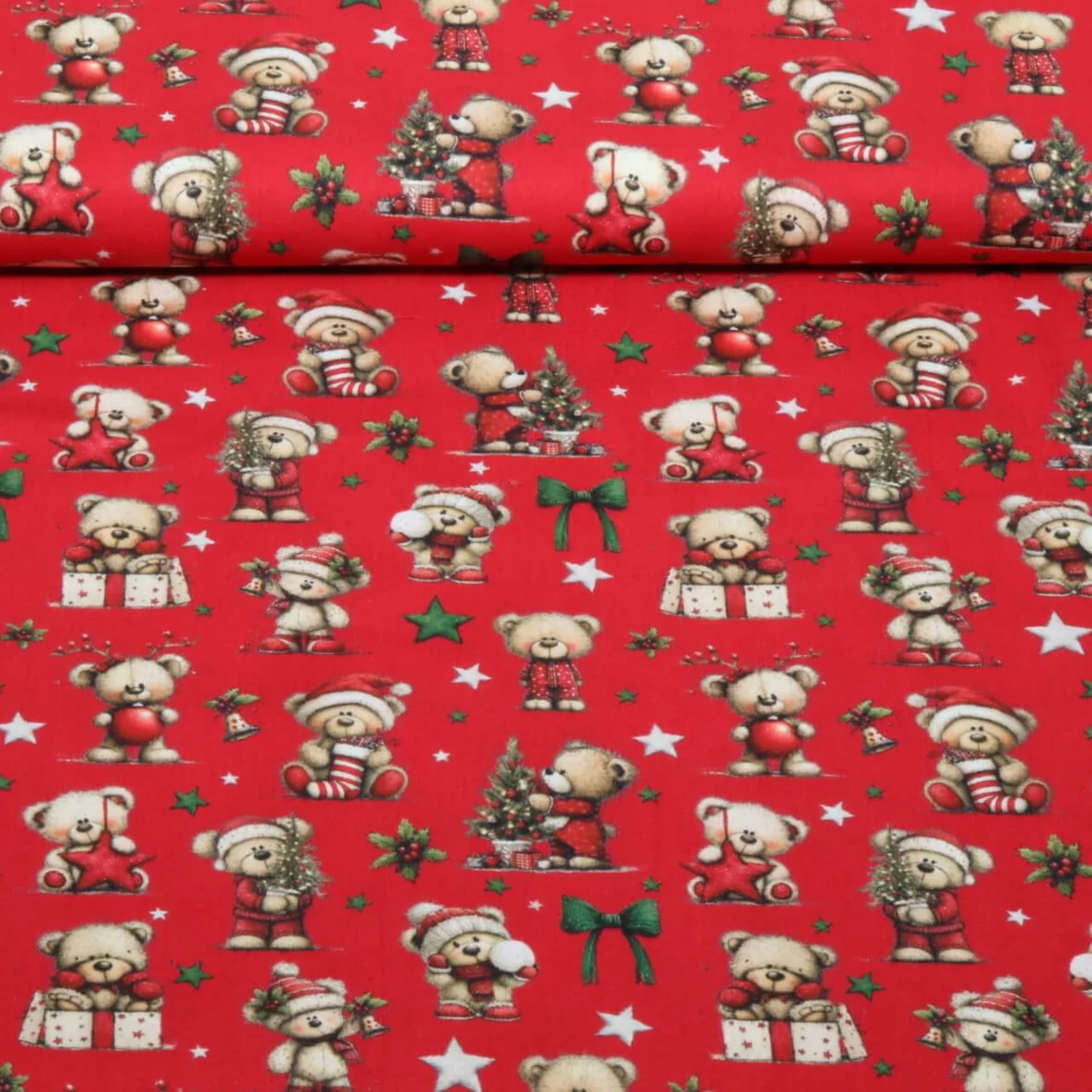 Weihnachtspopeline Bärchen Rot