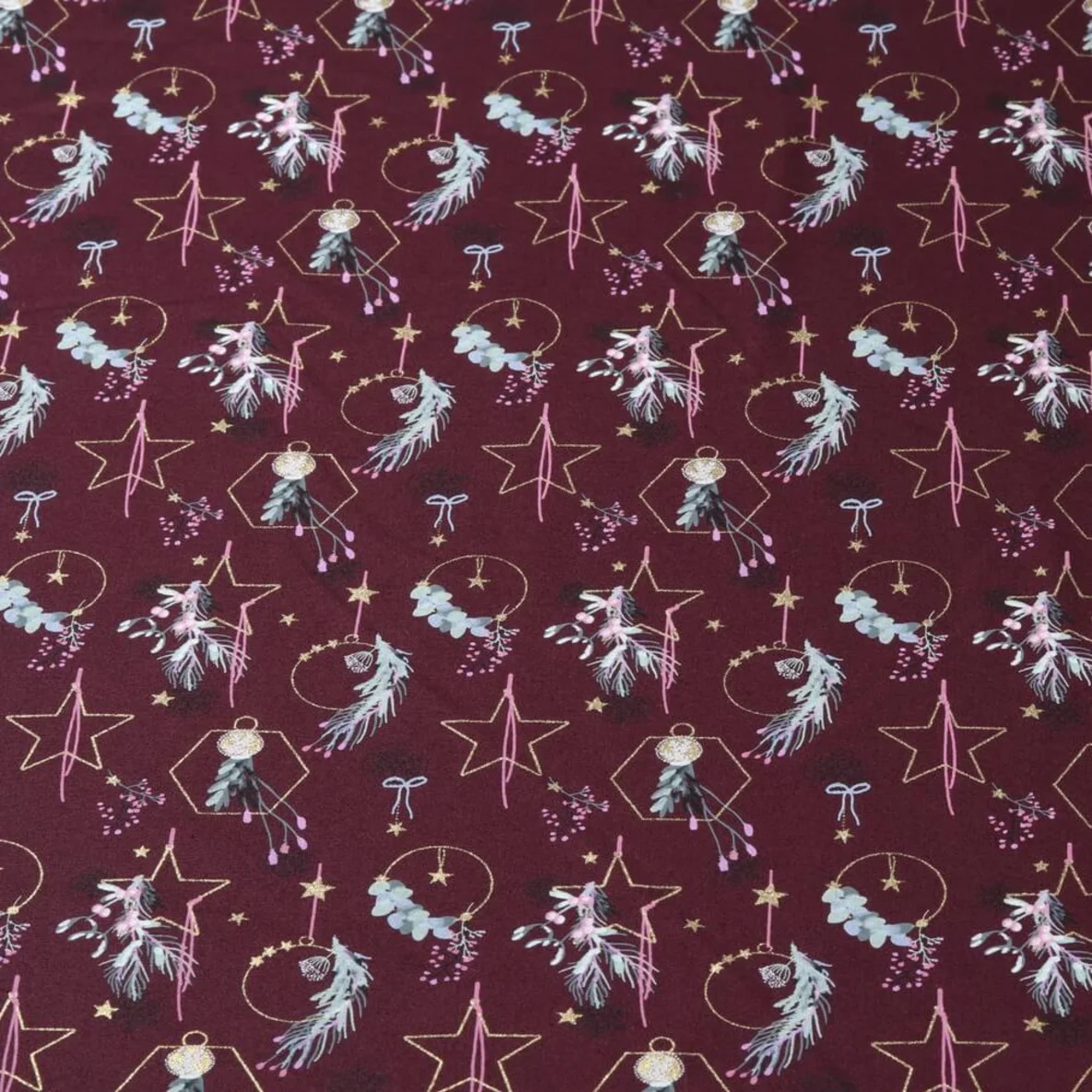 Weihnachtspopeline Baumschmuck Bordeaux Gold