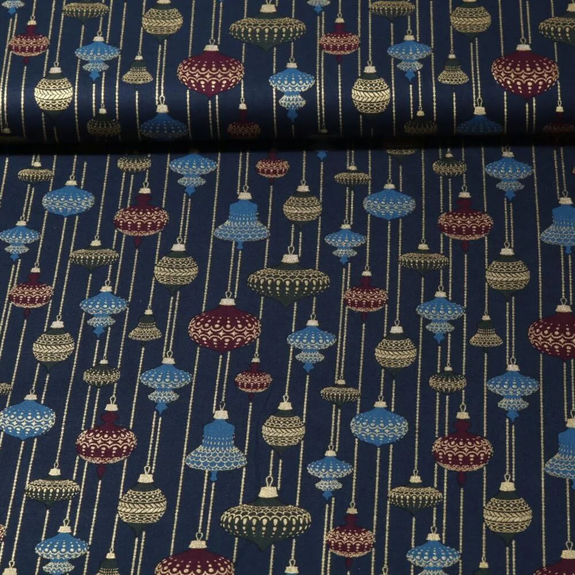 Weihnachtspopeline Baumschmuck Navy Gold