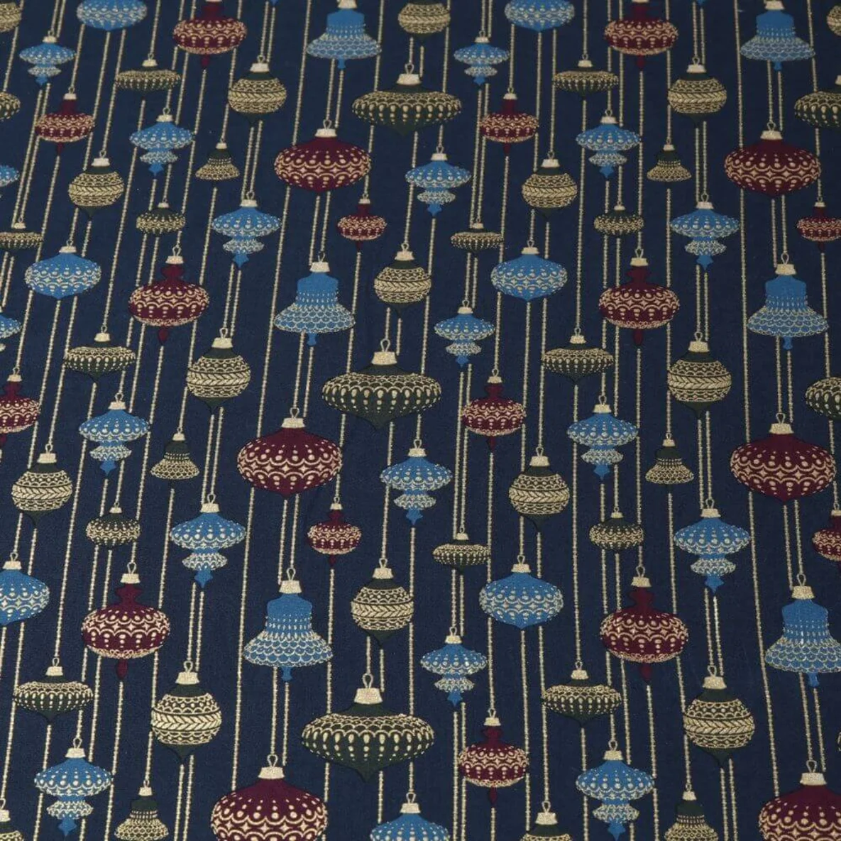 Weihnachtspopeline Baumschmuck Navy Gold