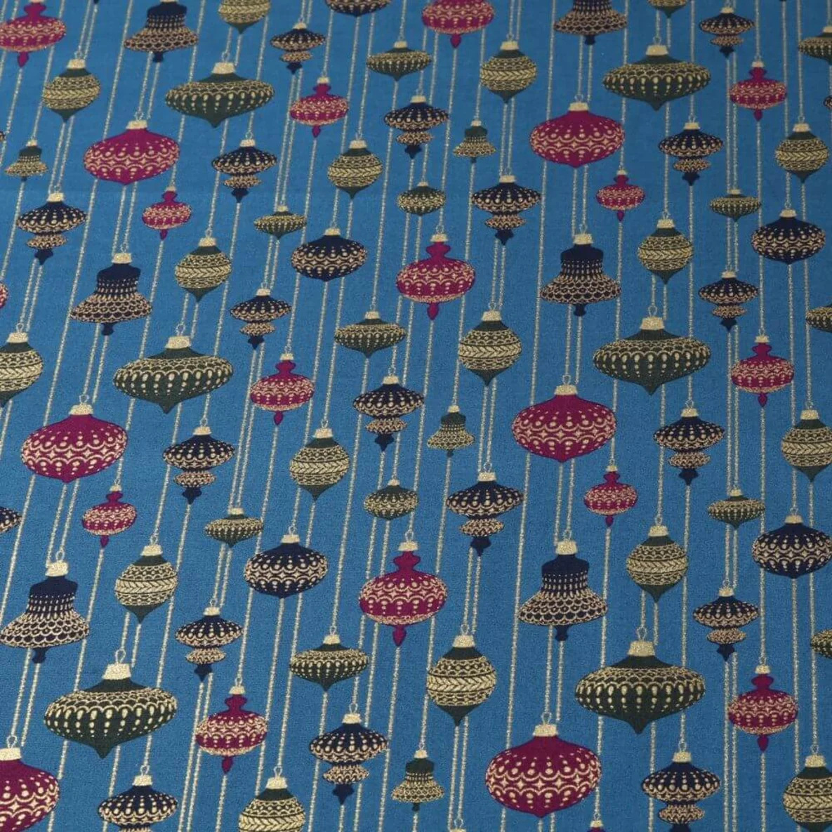 Weihnachtspopeline Baumschmuck Petrolblau Gold