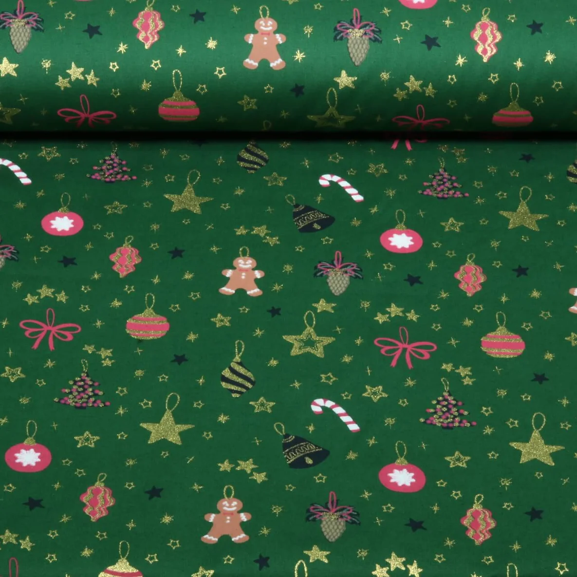 Weihnachtspopeline Baumschmuck Sterne Grün