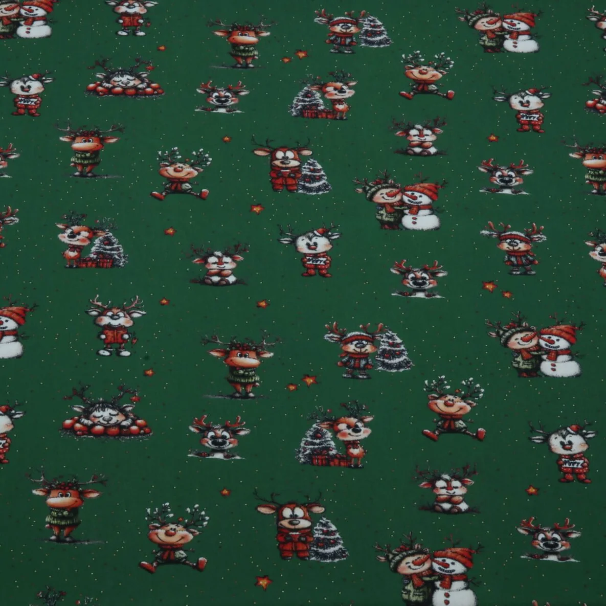 Weihnachtspopeline Fröhliche Rentiere Grün