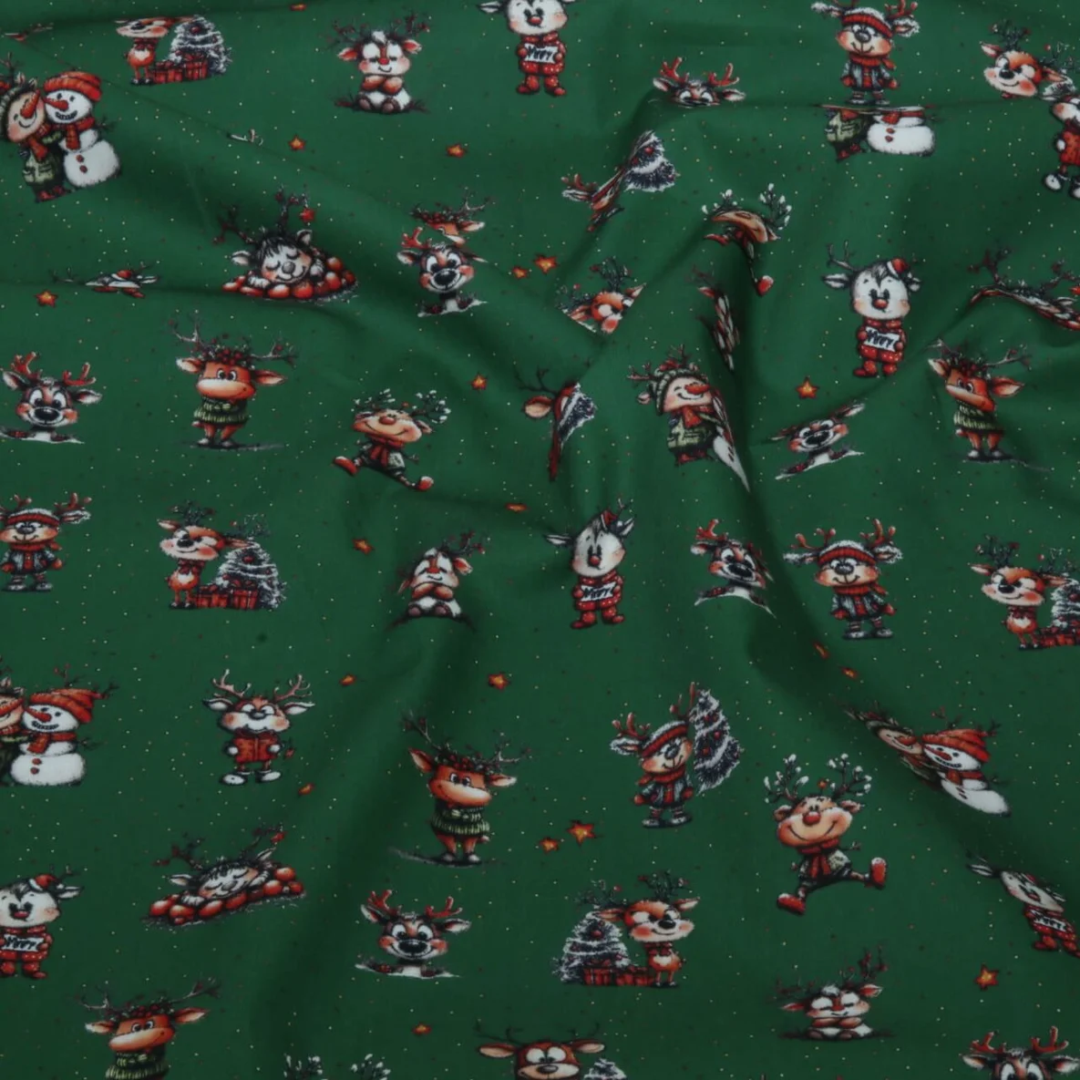 Weihnachtspopeline Fröhliche Rentiere Grün