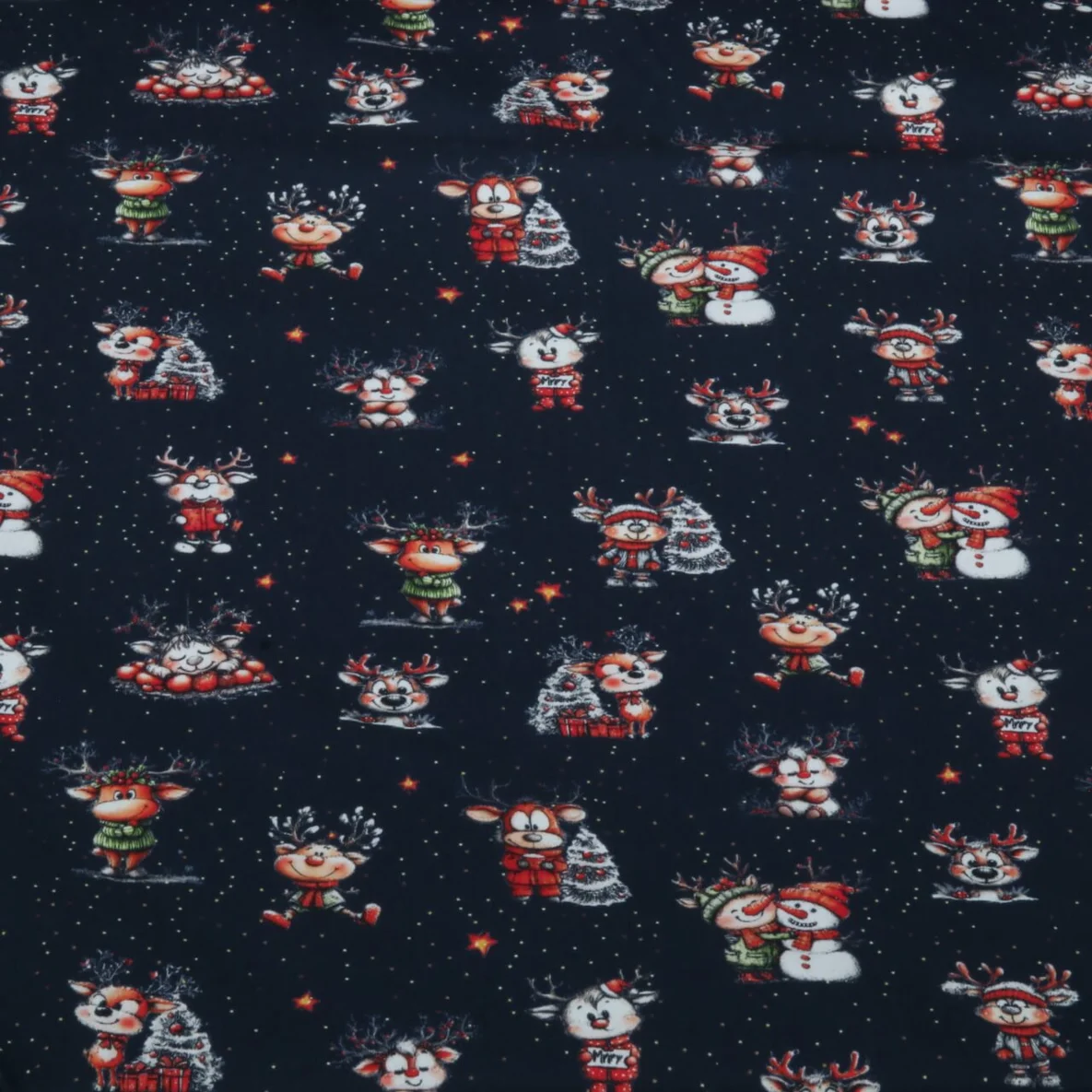 Weihnachtspopeline Fröhliche Rentiere Navy