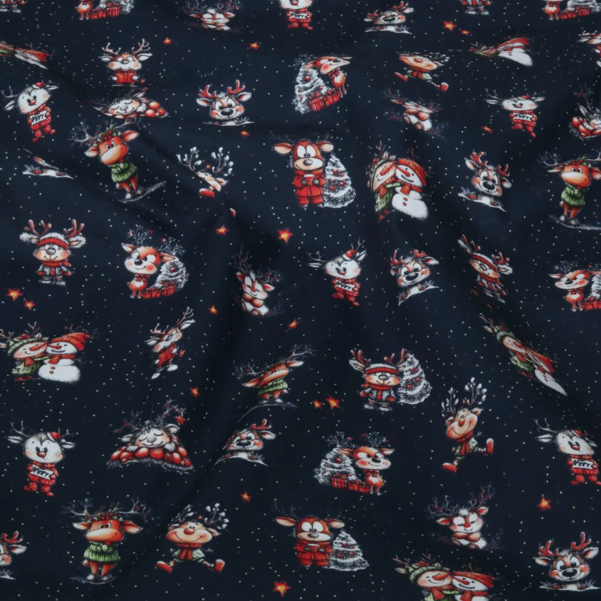 Weihnachtspopeline Fröhliche Rentiere Navy