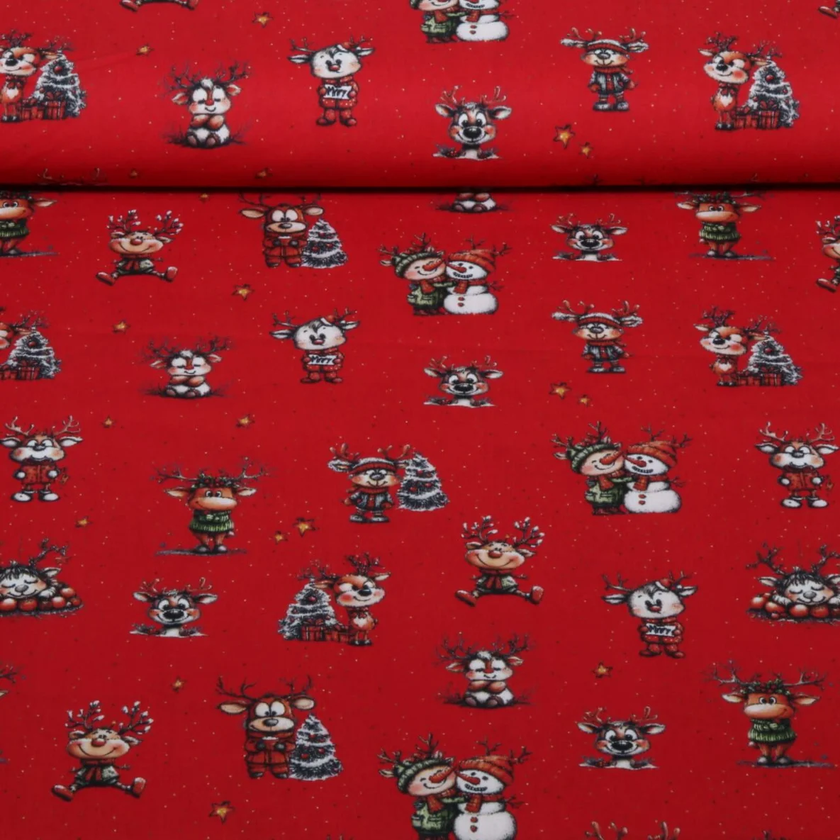 Weihnachtspopeline Fröhliche Rentiere Rot