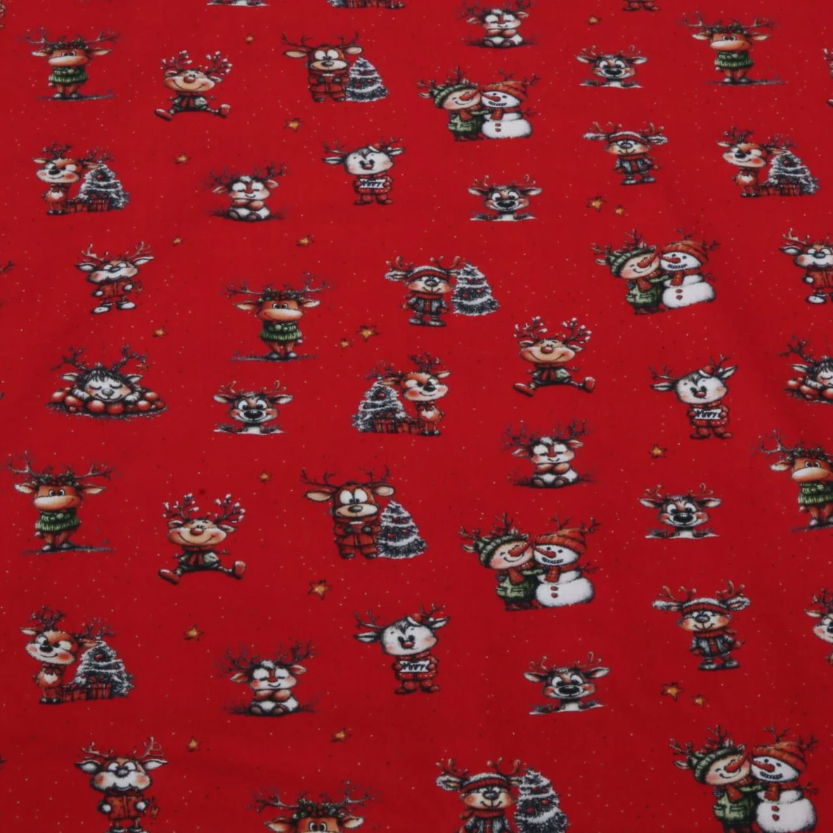 Weihnachtspopeline Fröhliche Rentiere Rot