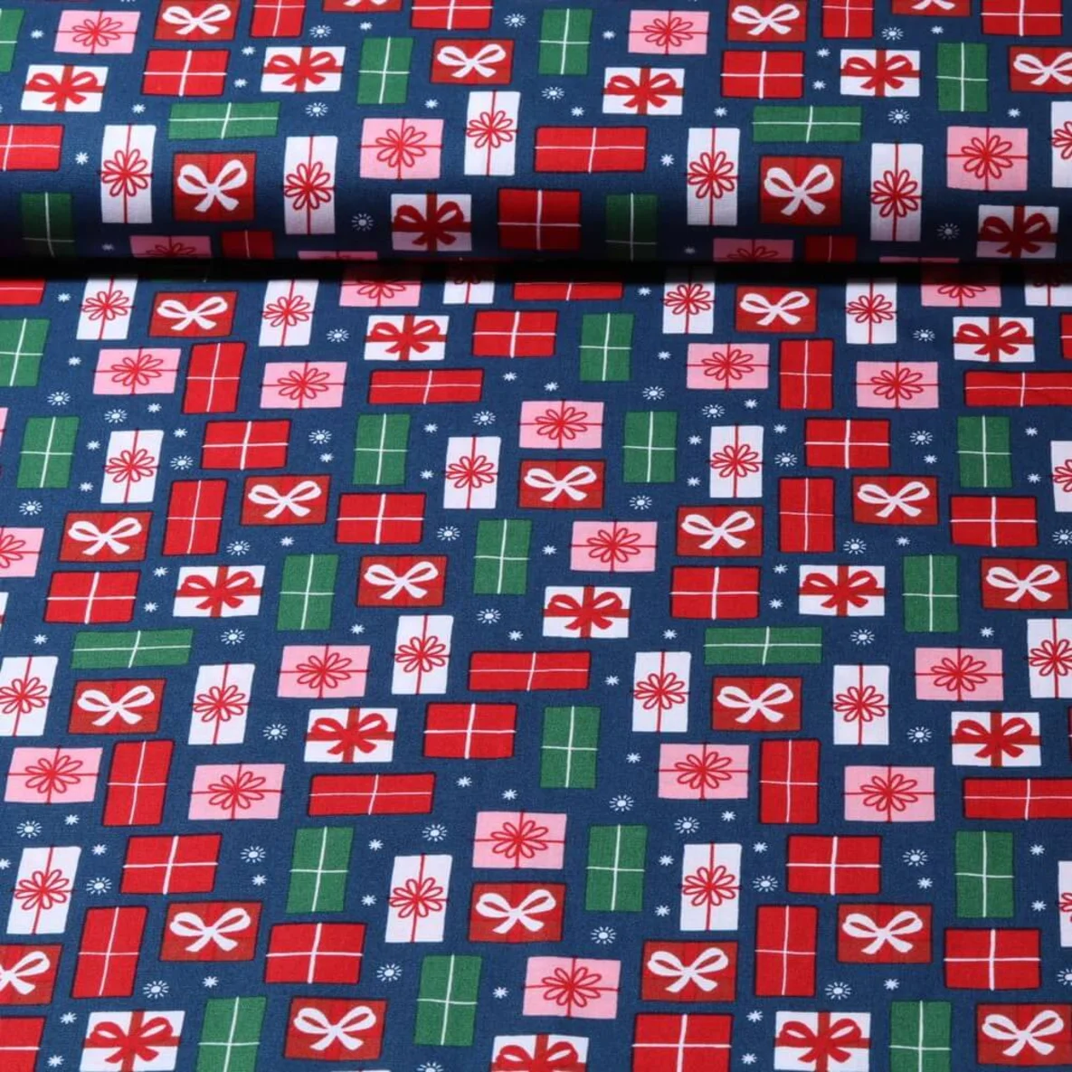 Weihnachtspopeline Geschenke Blau