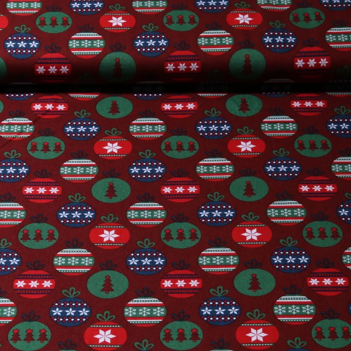 Weihnachtspopeline Kugeln Bordeaux